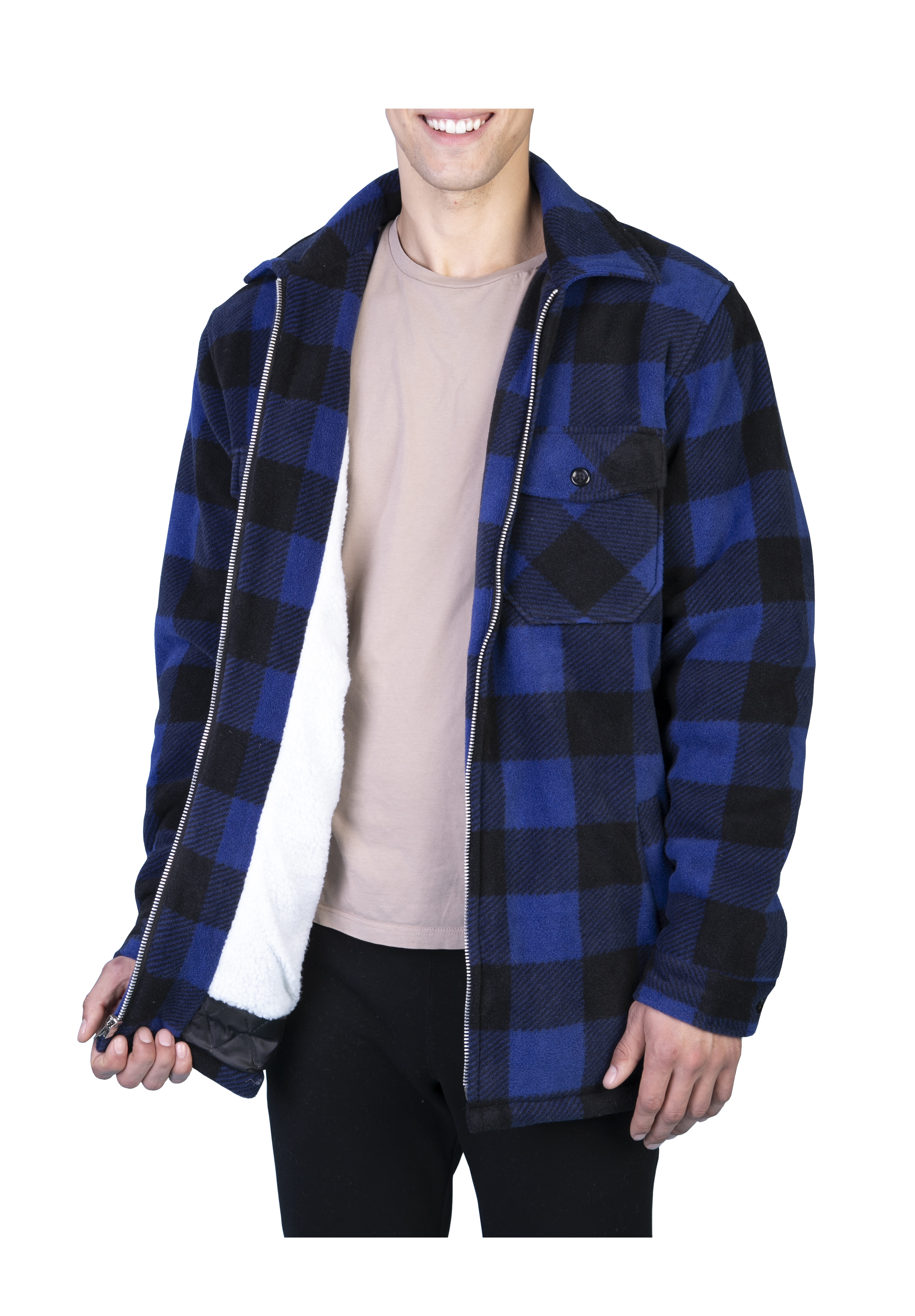 BISS Small Inventory Management Services Poly/Cotton Plaid Posey 3350S Sleeved Jacket with Zipper 