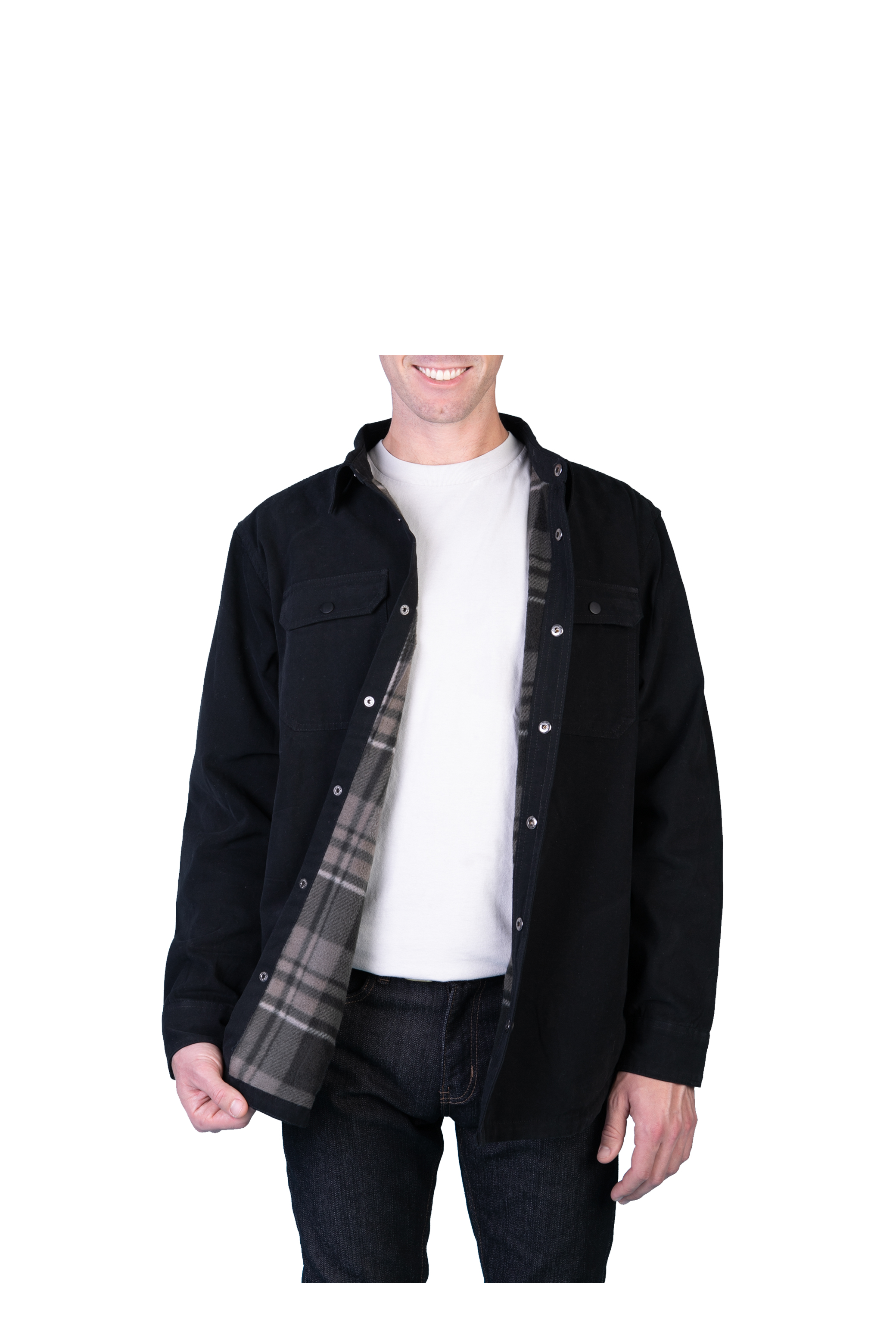 Maxxsel Washed Cotton Canvas Shirt Jacket Lined With Plaid Flannel (S - 3XL)