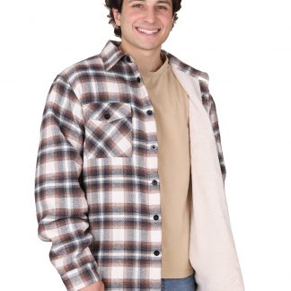 Maxxsel Washed Cotton Canvas Shirt Jacket Lined With Plaid Flannel (S - 3XL)