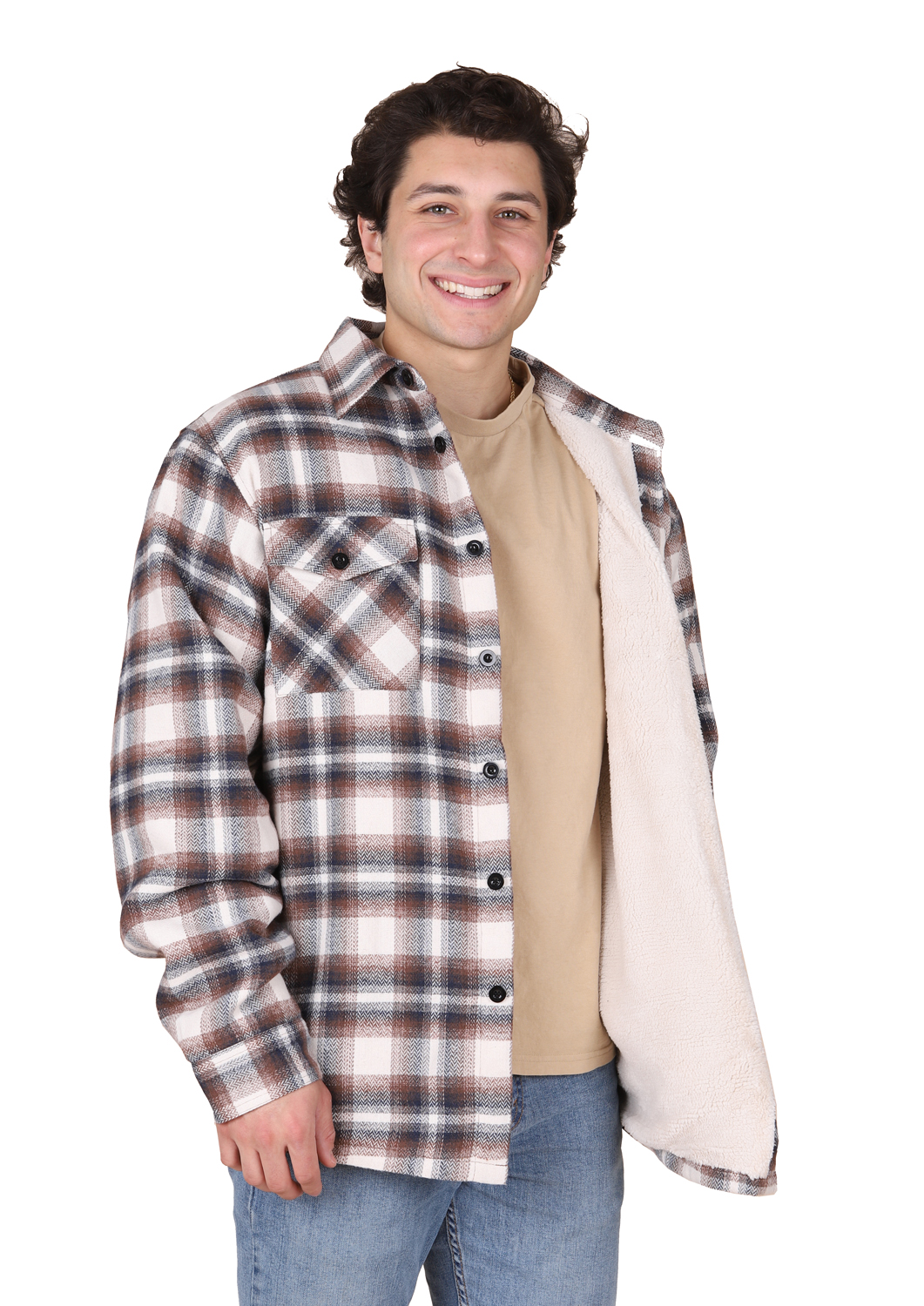 Maxxsel Sherpa Lined Flannel Plaid Shirt Jacket - Maxxsel Apparel Inc